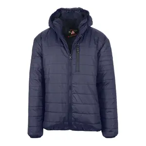 Spire By Galaxy Men's faux shearling Lined Hooded Puffer Jacket - Navy, Large