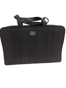 Pre-owned BURBERRY Coated Canvas Handbag Nova Check Structured Top Handle Computer or Work Bag