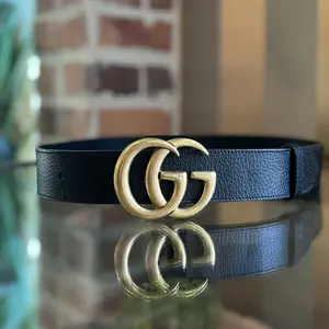 Pre-owned GUCCI GG Marmont Black Leather Belt SZ 85/34