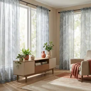 Curtain Vibes 4Pcs 52x84 Inch Rod Pocket Curtains, Printed Terelon Fabric with Four Different Patterns, Stylish Window Drapes for Bedroom, Living Room and Home Decoration L1002 sheer curtain silhouette