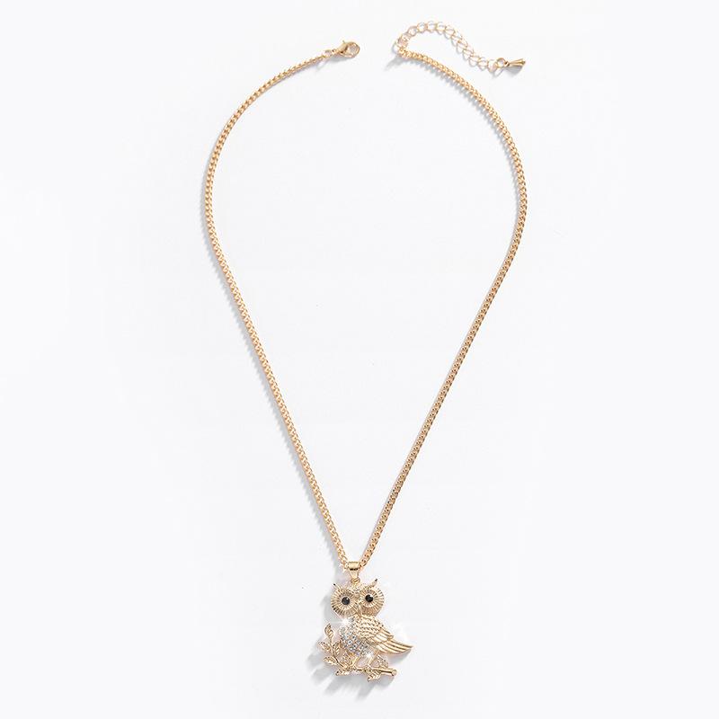 Womens Minimalist Owl-Shaped All-Match Pendant Necklace
