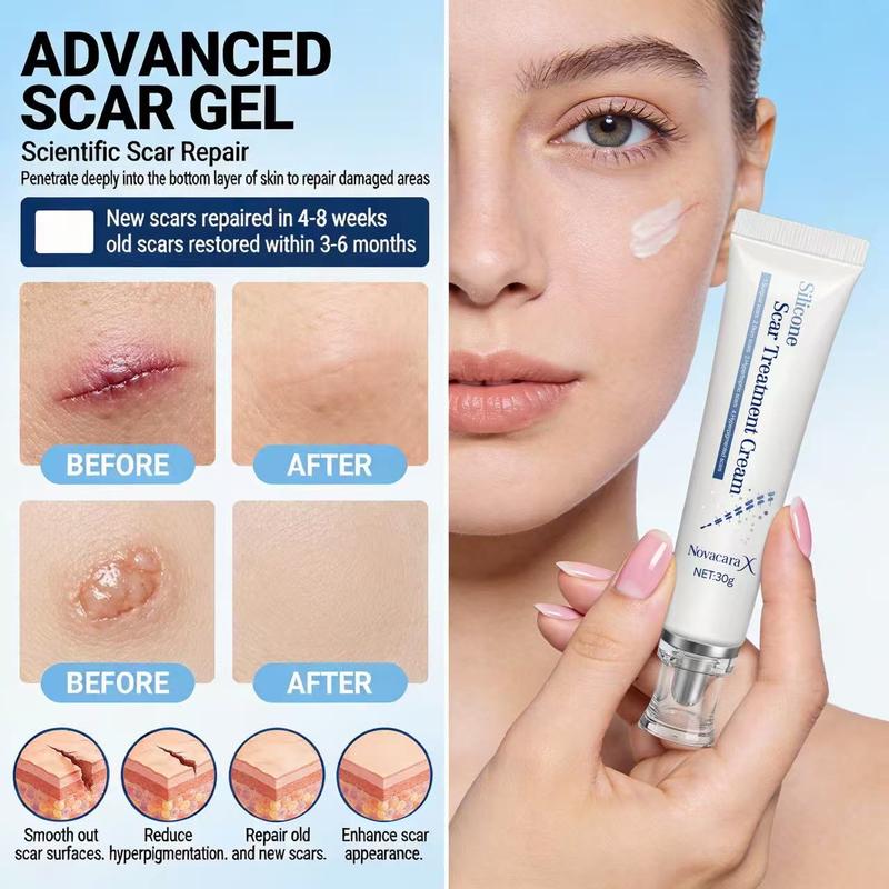 NovacaraX Medical Grade Silicone Scar Treatment Cream - Advanced Fade for Keloids C-Section Surgical Burns & Acne Marks - Safe for Adults Kids & Pregnant Women - FDA-Recommended Formula