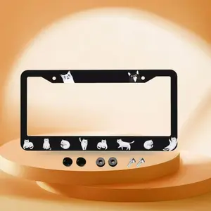 A Metal Frame for License Plates Featuring an Adorable Cat Motif, Ideal for Your Car. This Makes a Fantastic Present for Loved Ones | Humorous License Plate Holder | Sturdy Metal Frame for License Plate Embellishment