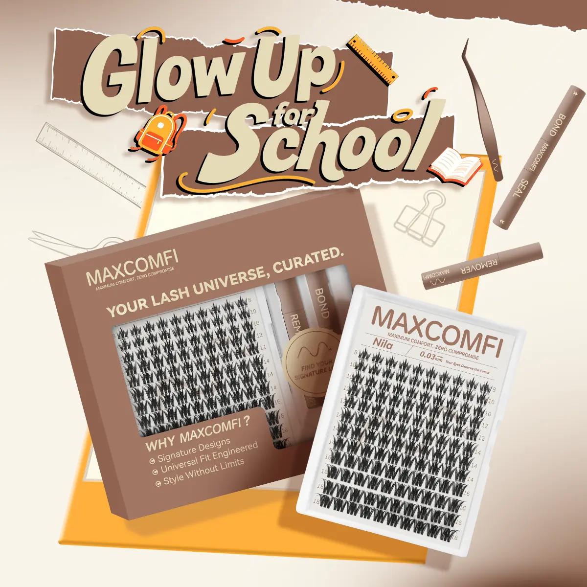 MaxComfi Nila BlushBloom Makeup False Eyelashes - Super Soft Comic Thin Band, Gentle Waterproof, Itch-Free, Long-Lasting, Natural Daily Volume, Beginner-Friendly DIY Lash Extensions for Flawless Summervibes Looks, Eyelashes Extensions Option