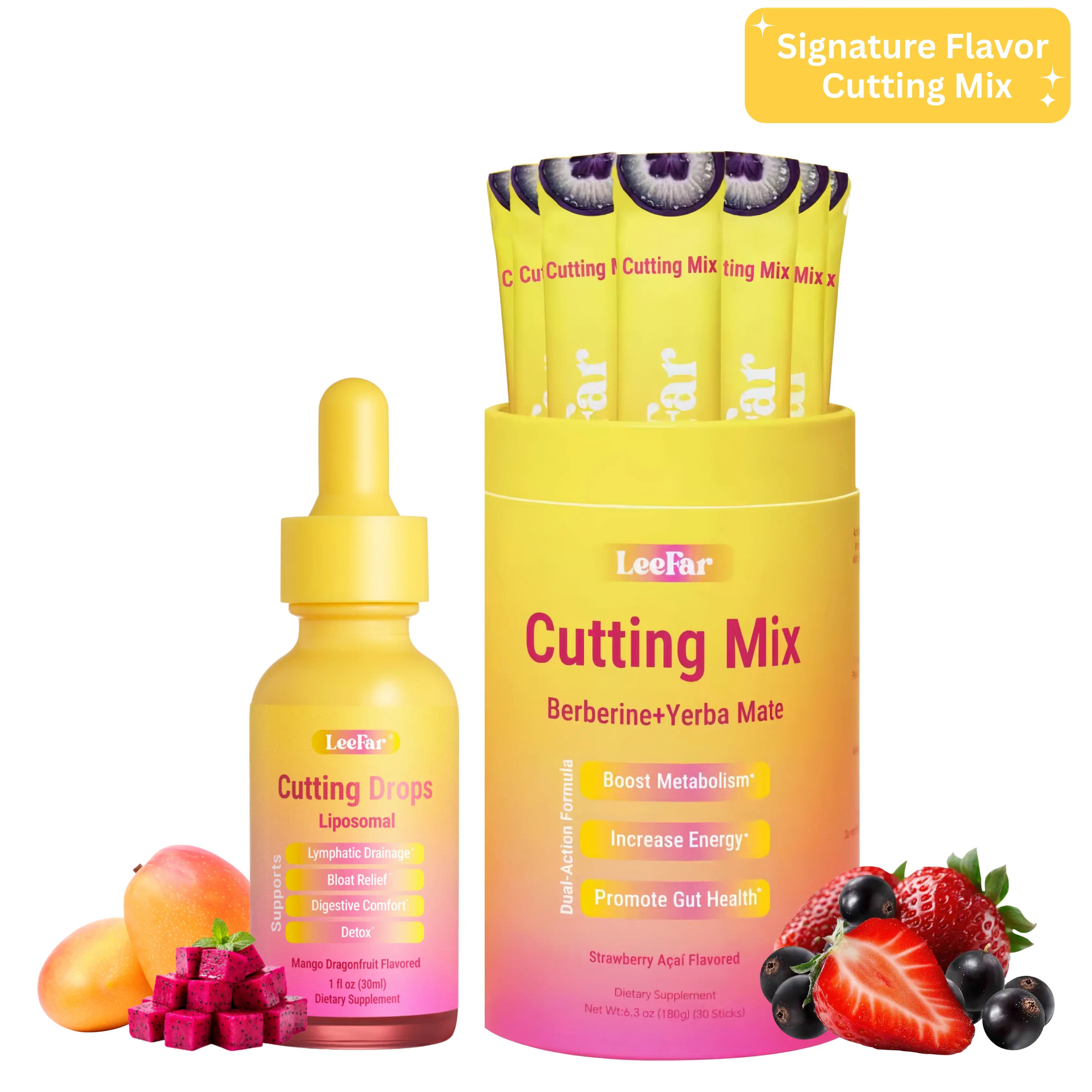 【Leefar Cutting Bundle】Leefar Cutting Mix| Strawberry Açaí flavor*1+Leefar Cutting Drops| Mango Dragonfruti *1
