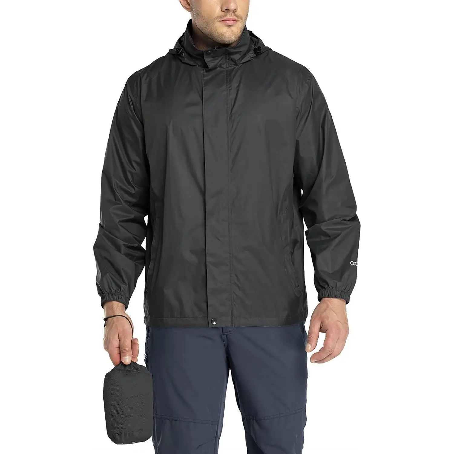 33,000ft Packable Rain Jacket Men's Lightweight Waterproof Rain Shell Jacket Raincoat with Hood for Golf Cycling Windbreaker