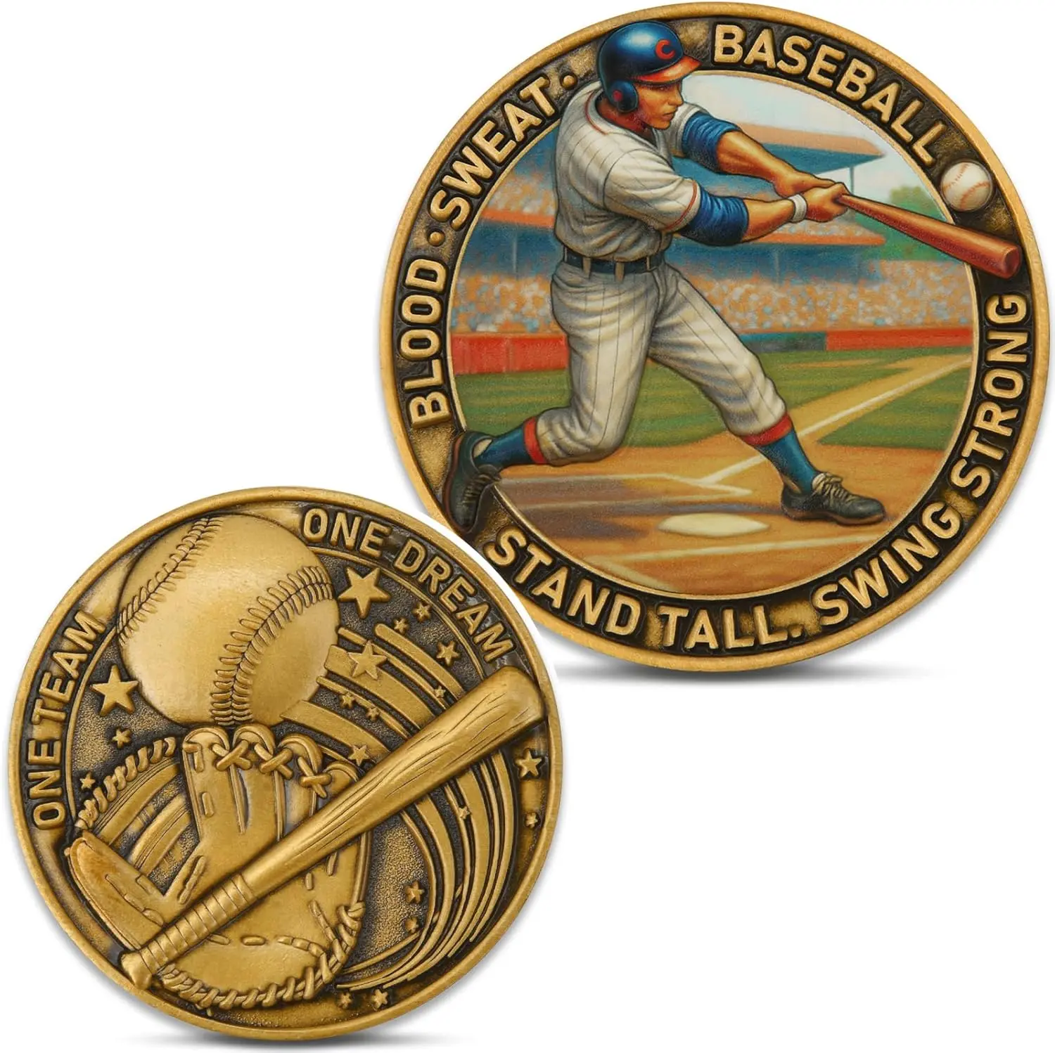 Baseball Commemorative Coin, Retro Sports Strong Design, Classic Team & Inspirational Inscriptions for Fans