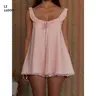 Women Cute Babydoll Shorts Set Sleeveless Chiffon Ruffle Tank Top Flowy Wide Leg Shorts Pajamas Pjs Loungewear
