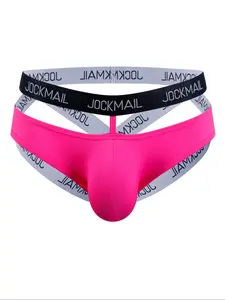 LGBTQ+ Men's Colorblock Letter Tape Cut Out Sexy Thong, Casual Fashion Sexy Breathable Comfortable Underwear for Daily Wear, Men's Sexy Underwear for All Seasons