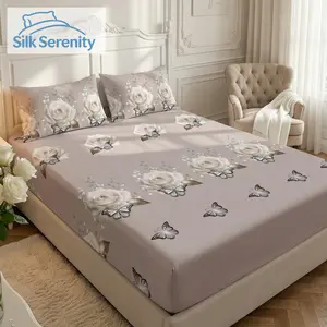 2/3pcs Fitted Sheet, Bedding, Mattress Protector, Bed Cover, Bed Sheet, Cozy Home Textile,1pc Mattress Cover with 1/2pcs Pillowcase, Fits For All Size Beds - Twin, Full, Queen, King, Suitable For All Seasons, Dustproof Bedspread, Floral Style, No Pillow