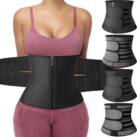 Women Men Sports Zipper Front Adjustable Waist Trainer Cincher Corset Belt Tummy Control Body Shaper, Fajas Para Mujer y Hombres, Workout Exercise Running Gym Shapewear Girdles, Matt Waist Trainers, Tummy Tuck Shapewear,  Abdominal Binder Shapewear Belt