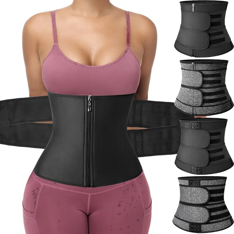 Women Men Sports Zipper Front Adjustable Waist Trainer Cincher Corset Belt Tummy Control Body Shaper, Fajas Para Mujer y Hombres, Workout Exercise Running Gym Shapewear Girdles, Matt Waist Trainers, Tummy Tuck Shapewear, Abdominal Binder Shapewear Belt