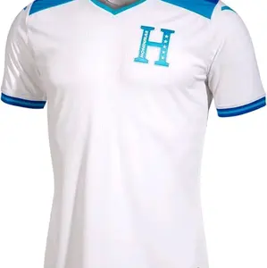 Honduras National Team Home Soccer Jersey Short Sleeve Jersey - White with Blue Design, Unisex, Comfortable Fit, Machine Washable, Ergonomic Cut