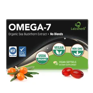 Laicuherb Omega 7 Sea Buckthorn Oil Capsules - Omega 7, 3-6-9 Supplements for Skin, Eye, Hair & Nail Health, Hydration & Wellness Support， USDA-Certified, 30 Softgels, Travel-Friendly