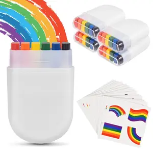 Rainbow Pride Theme Face & Body Paint Set, Wax Crayon Rainbow Flag Colors, Perfect for Lgbt Pride Parties, Gay Role Play Events