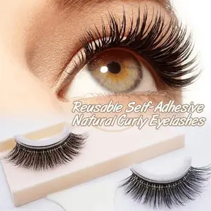 Reusable Self Adhesive Eyelashes, 2PCs False Lashes Natural Look, Self Sticking