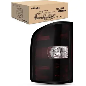 Nilight Taillight Assembly Compatible with 2007 2008 2009 2010 2011 2012 2013 2013 2014 Chevy Silverado 1500 2500HD 3500HD 07-13 GMC Sierra 3500HD Rear Lamp Tail Light Replacement Dark Red Driver Side