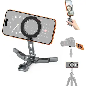 Phone Tripod Mount Adapter for MagSafe,  Foldable Phone Holder with Arca-Swiss & 1/4" Screw Hole, Cold Shoe Mount for Camera, Pocket Mini Selfie Stick Tripod Mount for /Android