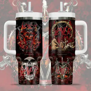 Slayer Thrash Metal Insulated Tumbler 40oz / 20oz – Skull & Pentagram Design