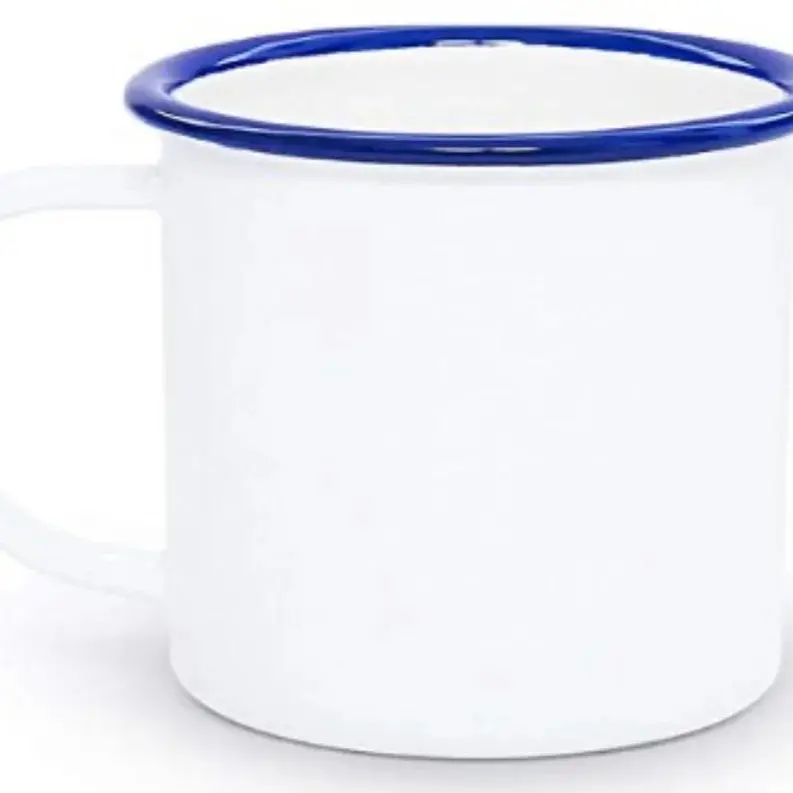 White Voodoo Cup with Blue Rim - Simple Design as Described
