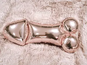 Jumbo XL 40 Inch Rose Gold Metallic Foil Penis Balloon for Bachelorette Party Decorations
