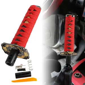 Brand New Universal 20CM Car Samurai Sword Red / Black Automatic Gear Shift Knob Shifter Katana Metal