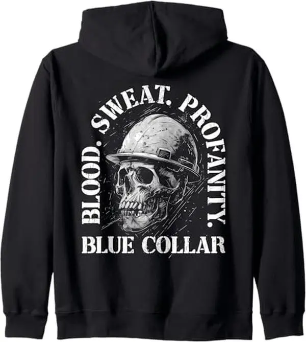 Blood Sweat & Profanity Graphic Tee, Women's Blue Collar Traditional Tattoo Art with Skull Print, True to Size Fit in Soft Medium-Weight Fabric