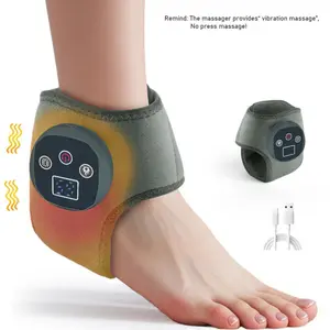 Heated Foot Ankle Massager, Portable Ankle Heating Pad, USB Rechargeable, 4 Heat Settings, 3 Vibration Modes, Electric Foot Massager for Home, Office, and Travel