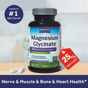 Magnesium Glycinate for Muscles,Nerves&Sleep,Energy, Dietary Supplementation ,Innate Vitality Healthcare Edible,for Fitness and Health,120Capsules