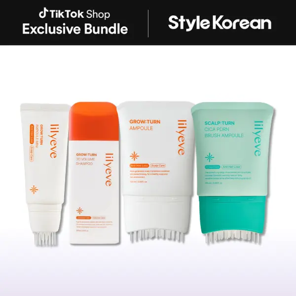 [lilyeve] Turn Hair 4 Set - GrowTurn 3D Volume Shampoo, Growturn Hair Growth Serum, Scalp:Turn Cica PDRN Brush Ampoule, mini Grow:Turn Exosome Brush Ampoule