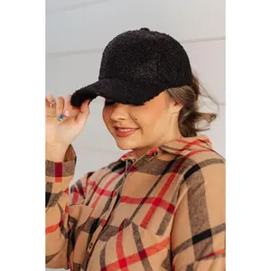 Lyla Sherpa Ball Cap in Black