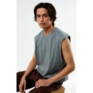 Pacsun Men's Gray Cut Off Muscle T-Shirt