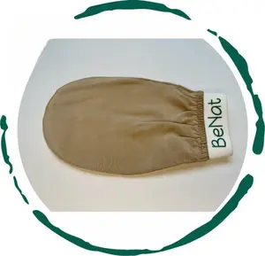 BeNat Silk Exfoliating Bath Gloves - Lightweight 100% Mulberry Natural Silk for Deep Cleansing & Skin Moisturizing - Beige Color - 8.6" x 5.1" Size