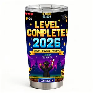 20oz Pixel Art Graduation Achievement Stainless Steel Tumbler， Tumbler with Lid Double Wall Vacuum Insulated Travel Mug， Coffee Cups With Lids， Perfect Gifts For Birthday Holidays