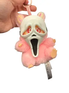 Mini Ghostface Mask for Labubu Plush - 3D Printed Cosplay Accessory Clean White & Black Design Fits Snugly Ideal for Halloween & Toy Displays (Mask Only)