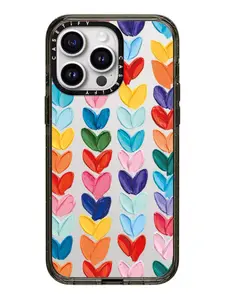Casetify phone case suitable for iphone 14 15 promax 14 15 pro-- Clear Polka Daub Hearts (ClearBlack)