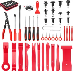 GOOACC 102Pcs Trim Removal Tool, Auto Terminal Removal Tool, Auto Clip Pliers Stereo Removal Tools, Car Upholstery Repair Pry Kit,Precision Hook and Pick Set, Round Handle Crowbar