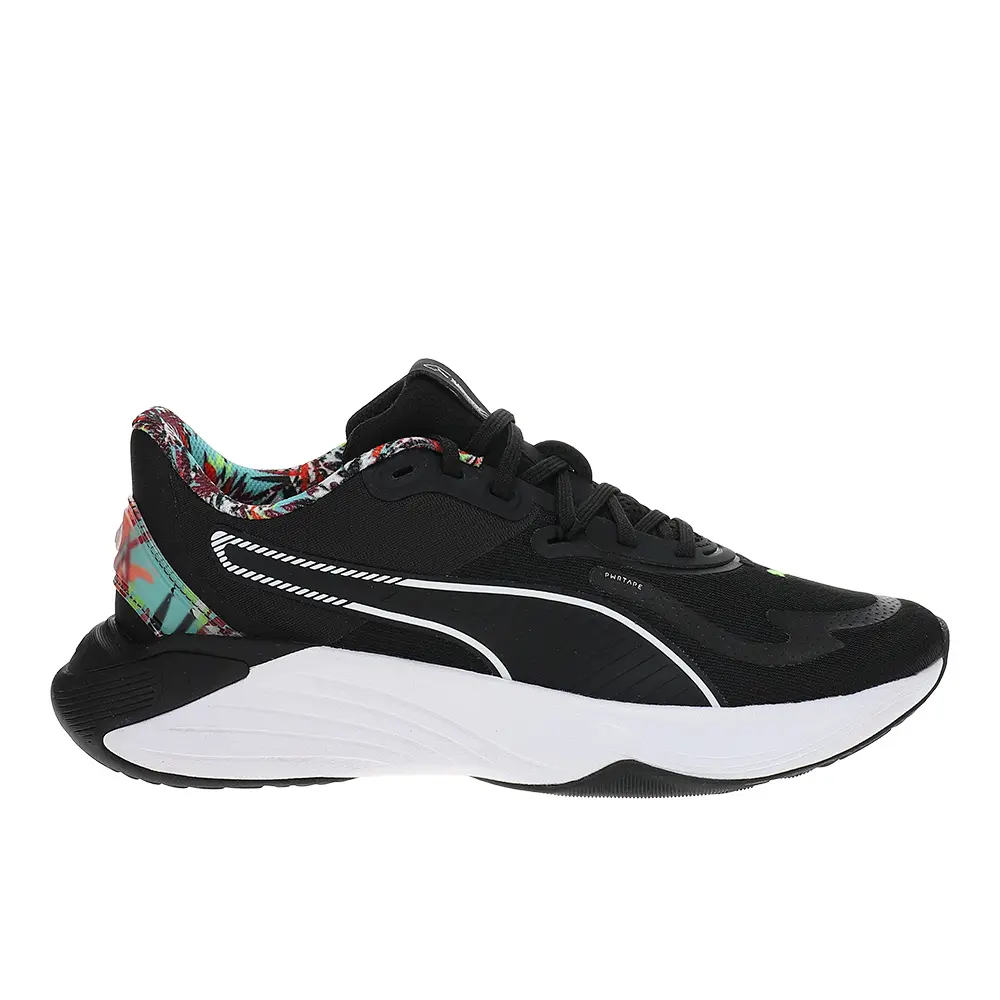PUMA Womens Pwr Hybrid Tropical All-Over Print Training Sneakers Shoes - Black