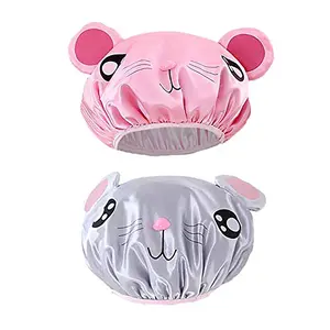 Shower Cap, 2PCS Funny Cute Cartoon Bath Hat, Waterproof Shower Bath Caps, Elastic Bath Cap for Boys or Girls