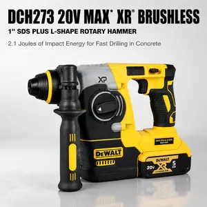 Dewalt DCH273 18V/20V Max Brushless Hammer Drill, SDS-Plus Four-Pit Chuck, 2 Modes, 2.1J Impact Energy, For Concrete Anchoring, Metal/Wood Drilling, With Shocks Vibration Reduction, Anti-Twist Protection And LED Light
