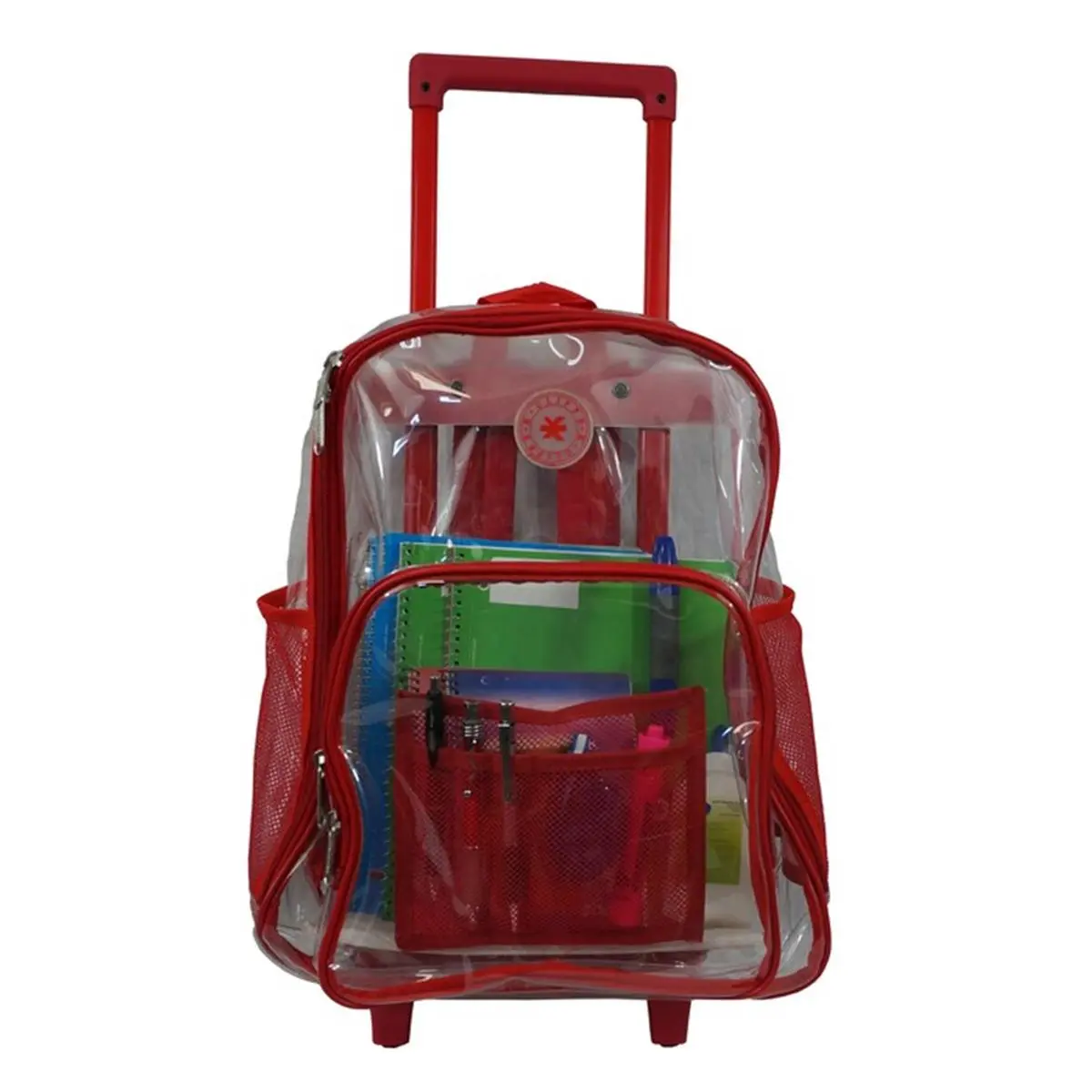212 MAIN Harvest LM214 Multi Compartment Recreational Wheeled Backpack, 17 in. 0.5 mm PVC See-Through Deluxe Rolling Carry Bag, Multi Compartment Backpack