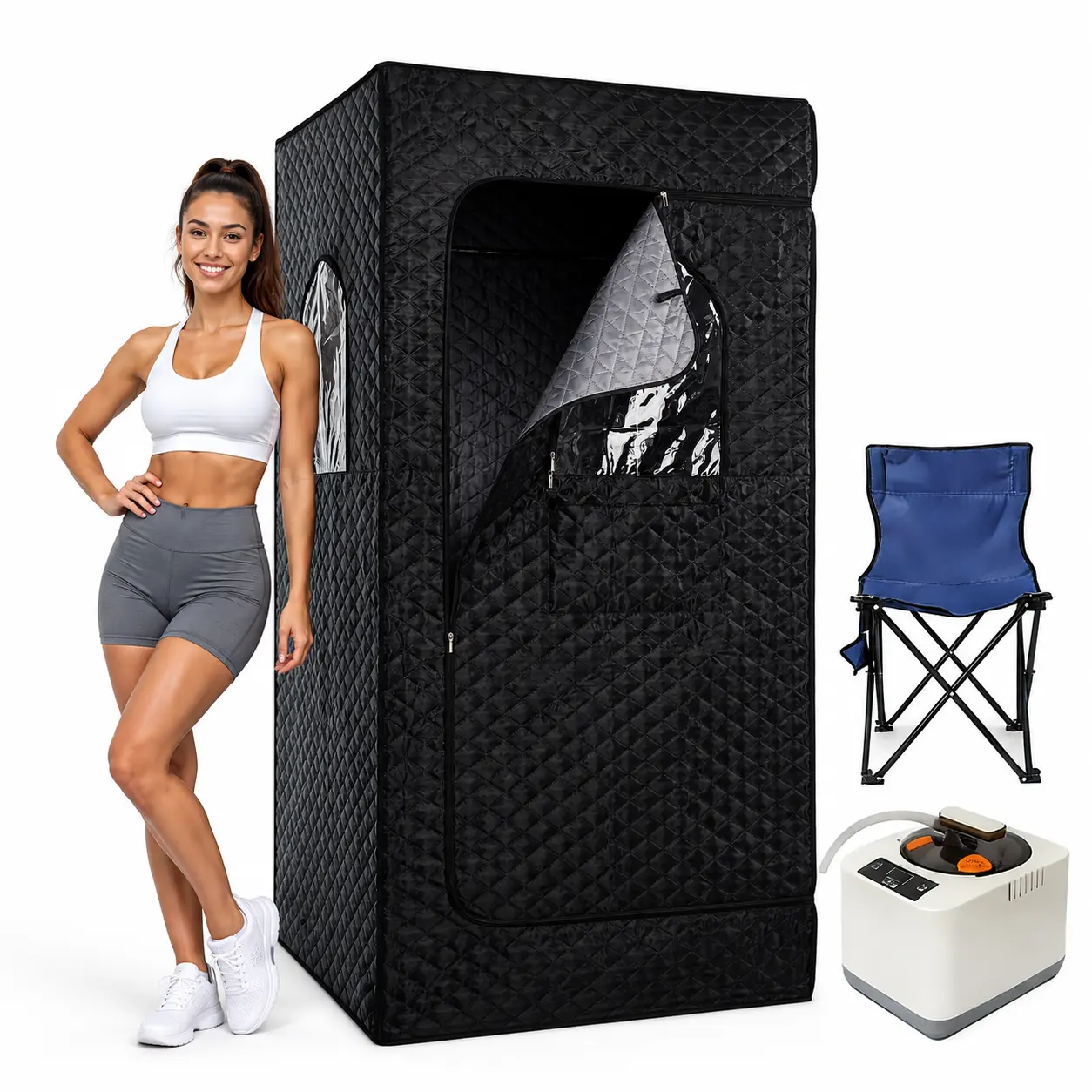Portable Sauna Box for Home, Personal Steam Nurecover Saunas Heater at Home Use, 3.0L 1200W Steamer, Indoor Foldable Sauna Tent, Dry Sauna SPA Full Body Inflatable Pool