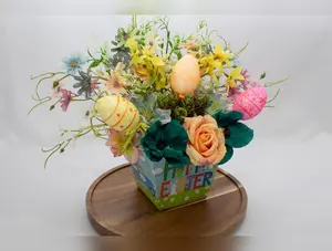Easter Floral Arrangement – Spring Centerpiece with Colorful Eggs