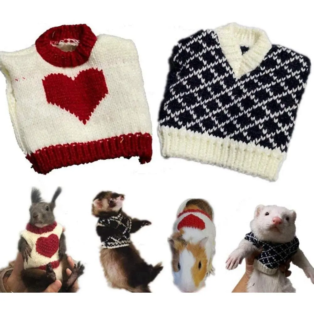 2 PCS Ferret Clothes Small Animal Sweater Warm Winter Vest Knitted Sweatershirt Ferret Apparel Accessory Halloween Party Cosplay Photo Shoot for Ferret Bunny Guinea Pig Squirrel