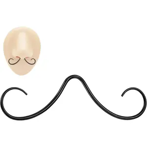 Mustache Septum Ring Black Septum Mustache Nose Ring Piercing Jewelry Surgical Steel Septum Piercing Hanger(16/14G)
