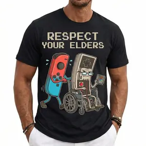 Funny Retro Gamer Graphic T-Shirt Soft Cotton Tee Vintage Console Old School Gaming Lover Gift Unique Humor Design for Men Women - Casual