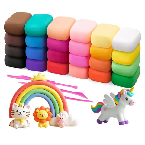 Ultra-Light Air Dry Clay Set, DIY Craft Kits with Multi Sealed Pouch Colors, Matte & Pearlescent Shades, Handicraft Tools, Animal Figures Potential, Creativity Boost, Gift Box Included #ValentinesCrafts #CreativeKids