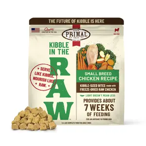 Primal Kibble in The Raw Freeze Dried Dog Food Small Breed Chicken Recipe 5.4 lb Bag Raw Protein Whole Ingredient Nutrition Crafted in The USA