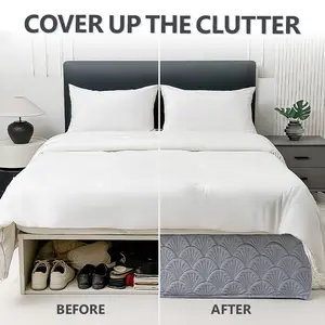 3D Gray Full Wrap-Around Bed Skirt Full Queen King Size with 14 Inch Drop Easy Fit Cover for Box Spring Wrinkle Free Fade Resistant Durable