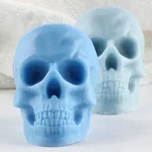 Skull Candle Mold Skull Silicon Molds Halloween Skull Candle Molds for Candle Making Mold Candle Home Decorate Mold Resin Aromatherapy Gypsum Candles Clay Craft, white